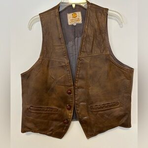Vintage all leather men’s B Berco vest, Size 44. Western/Cowboy/70’s Vest.
